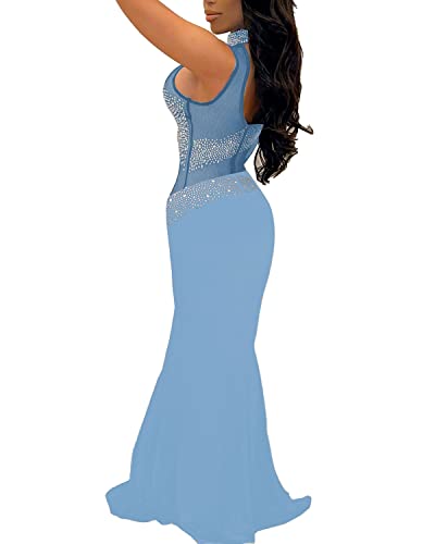 Image of PORRCEY Women's Sexy Elegant Rhinestone Bodycon Dress Hot Drilling Clubwear