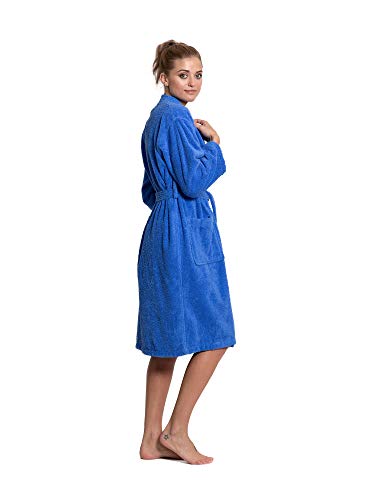 Image of Turkuoise Soft & Absorbent Towel Robe, 100% Cotton Turkish Terry Cloth Kimono Bathrobes for Women