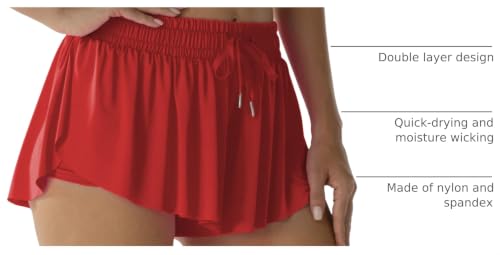 Image of Flowy Athletic Shorts for Women Running Tennis Butterfly Shorts Girls 2-in-1 Double Layer Quick-Drying Comfy Shorts