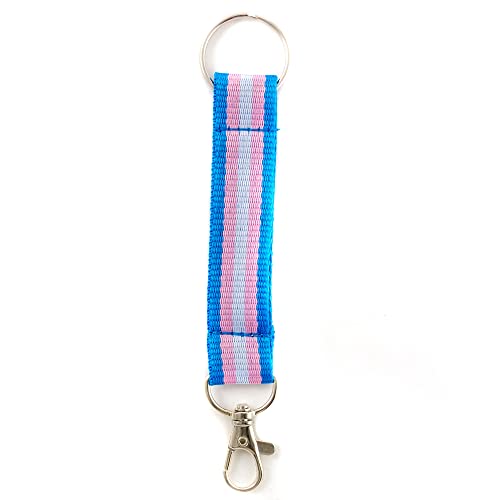 Everflag Regenbogen Schlüsselband Transgender mit Karabinerhaken und Ring 11cm lang