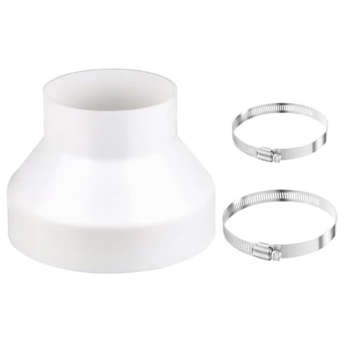 GROOFOO Abluftschlauch Adapter,Rohrverbinder 150 mm auf 100 mm,Mit 2 Schlauchschellen 150mm 100mm,Reduzierstück 150 100 für...