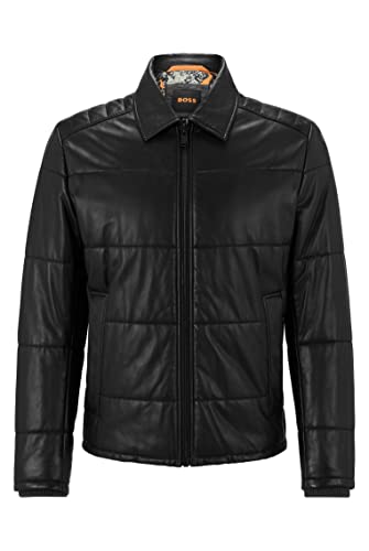 BOSS Herren Jeroh1 Gesteppte und gefüllte Lederjacke mit Camouflage-Print...