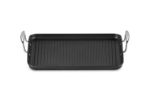 LE CREUSET Plancha Géante en Aluminium, 35 x 25 cm, Avec Rainures, Anthracite/Argenté,52107350010101