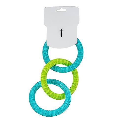 JAZ PET TOYS Wham-O Pets Chewla-Hoop Chain Tug - 3 Ring, Tug-of-War Dog Toy, blue/green - Image 4