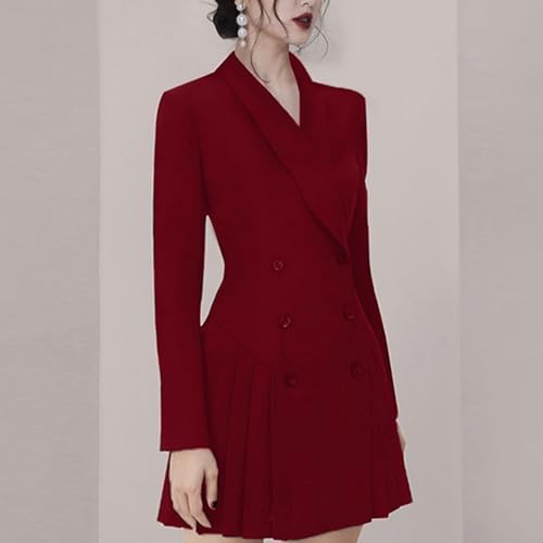 Women's Blazers or Suit Jackets, Button Front Long Sleeve Lapel Stretch Casual Blazer Dress, Slim Waist Office Suit Jacket2