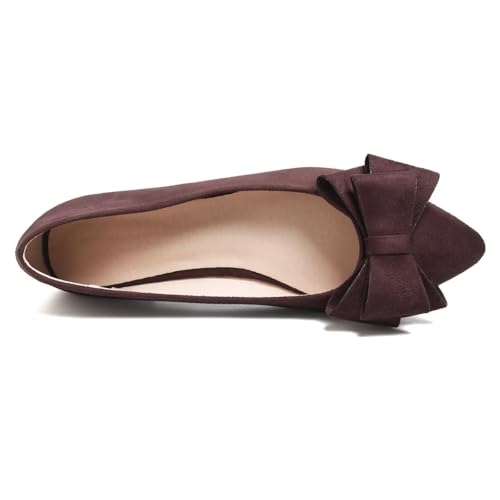 Image of WENJIAZHIZHI Square Toe Bow Ballet Slip-On | Classic Suede Finish,Chic Bow Detail,Effortless Everyday Style,Wedding Party Office,Plus Size Available