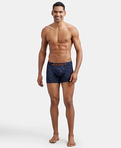 Image of Jockey FP23 Men's Super Combed Cotton Elastane Stretch Printed Trunk with Ultrasoft Waistband