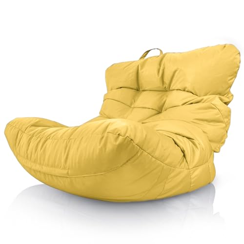 Aiire Puff Salon de Lujo XXL - Sofa Puf Gigante Moderno de Diseño - Modelos de Puffs o Bean Bag Chair Grandes con Relleno Incluido para Adultos o Decoracion Habitacion Juvenil Amarillo