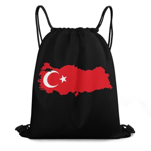 Turkey Flag Drawstring Backpack Durable Sport Gym Bags Daypack for Men Women 35 * 42cm