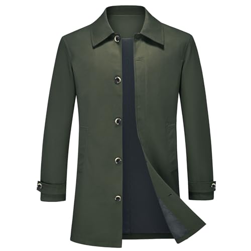 KUDMOL Trench Homme Mi-Long en Coton Revers Manteau Veste d'Affaires Coupe-vent Classique...