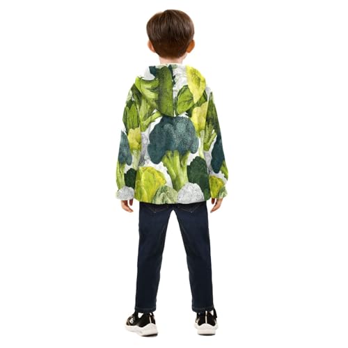 Colorful Broccoli and Cauliflower Toddler Fleece Jacket Girl Boys Hooded Fleece Jacket Coat Warm Outwear Zip-up 3-10T4