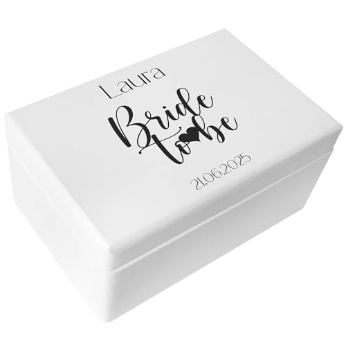Creative DECO Blanca Personalizada Caja de Regalos Originales para la Novia Boda Regalo | Caja Madera de Recuerdos Especiales para Futura Esposa | Parejas Aniversario Matrimonio