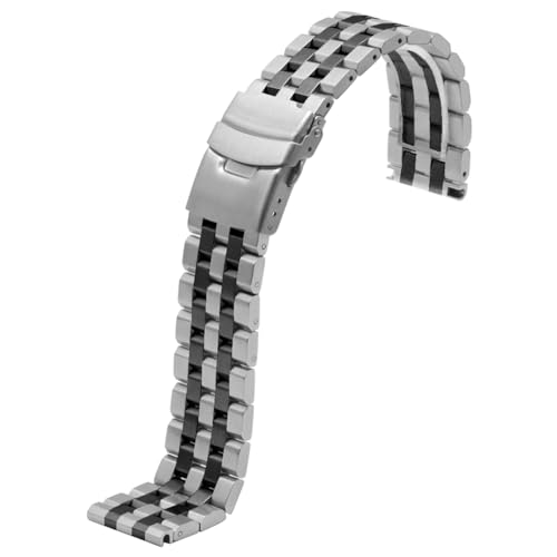 Image of Brushed Metal Watch Bands for Men Women Solid Stainless Steel Watch Band 18 /20 /22 /24 /26mm Watch Bracelet Strap Deployment Double Lock Deployment Buckle Black Silver Blue Gold