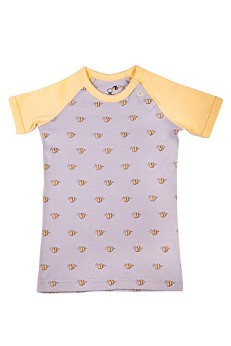 BeeCotton Unisex Baby Boy 100% Organic Cotton Bee Tees Grey/Yellow