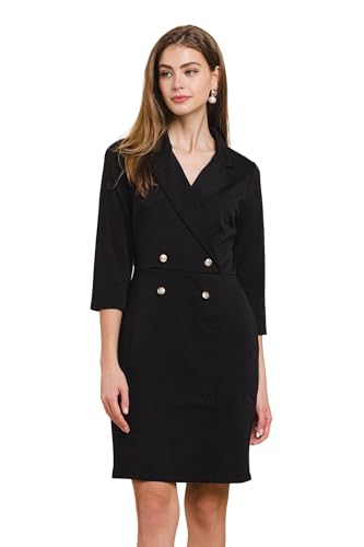 SHOL Double Buttons Blazer Style Scuba mini Dress