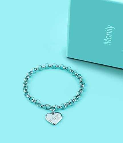 Monily Birthday Gifts for Women Initial Charm Bracelets for Women Letters Alphabet Heart Bracelet for Women3