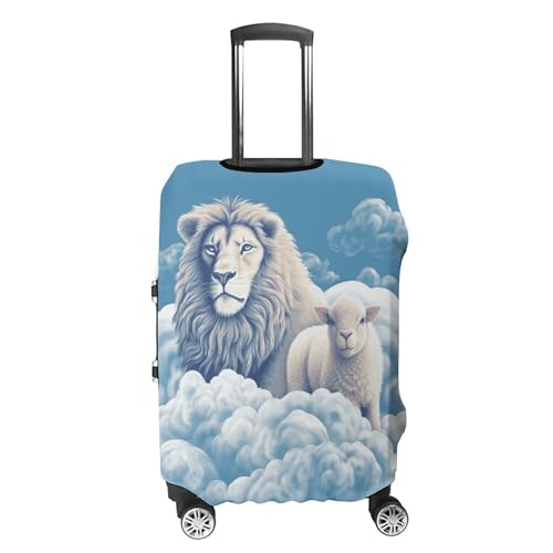 Anti-Scratch Luggage Cover Lamb with A Lion On The Clouds Printed Luggage Case Protector Washable Suitcase Covers Elastic Suitcase Protector for Size L (26-28 inch) Luggage4