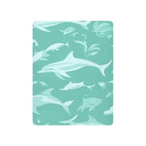 Image of Crib Sheet Breathable Soft Crib Mattress Sheet for Baby Toddler Boys Girls Fitted Crib Sheet Fit Standard Crib Mattress 52 x 28 Inch Green Dolphins Seaweed and Fish