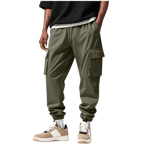 Cargo Pants for Men Work Elastic Waist Drawstring Trousers Stretch Breathable Fashion Quick Dry Lounge Hiking Clothes