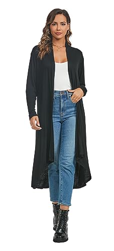AvaCostume Womens Casual Lightweight Drae Long Sleeves Cardigan Front Open Maxi Dusters4
