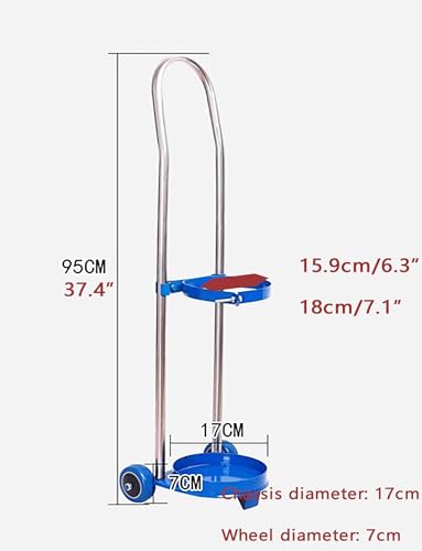 Chariot à bouteilles d'oxygène robuste en acier inoxydable poli