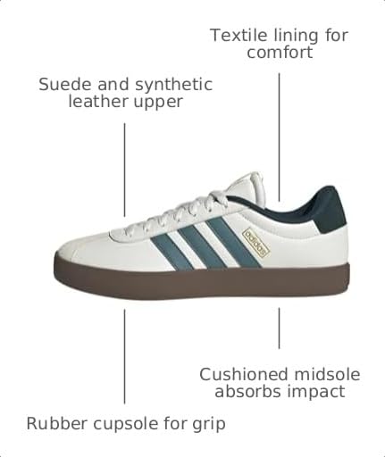 Image of adidas Mens Vl Court 3.0 Lace Up Sneakers Shoes Casual - Grey