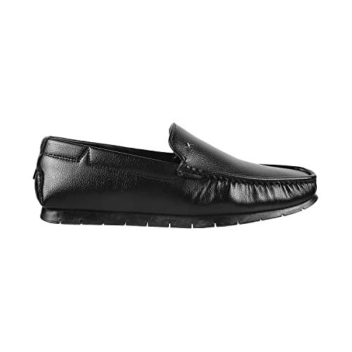 Image of Metro Men Synthetic Slip-On Loafers (Dark Brown), Moc Toe Casual Shoes with Rubber Sole | UK 10 (EU 44)