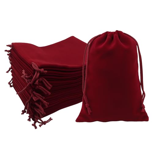 Mandala Crafts 6x9 Maroon Velvet Drawstring Bags for Jewelry Gifts Favors