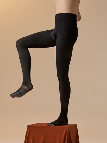 Men's Ice Silk Long Pants Bulge Pouch Tights Nylon Sheer Stretchy Compression Legging3