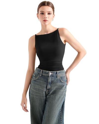 SUUKSESS Women Double Lined Boat Neck Tank Tops 2025 Y2K Going Out Basic Cami Shirts4