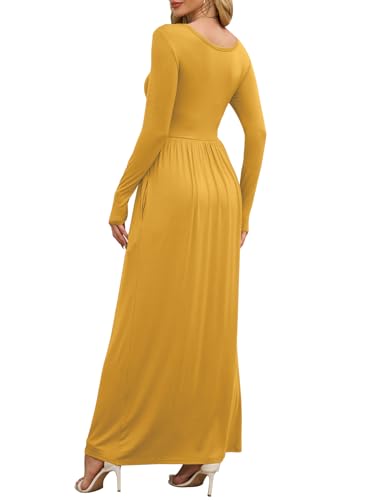 Image of DEARCASE Women's Maxi Dress Long Sleeve Crewneck Empire Waist Long Dresses