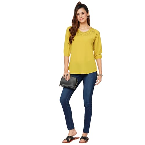 Image of GO-4 IT Women's Top with Cutwork Embroidery in Neck