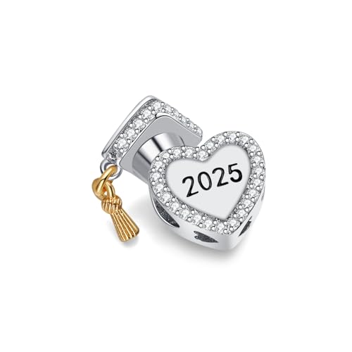Graduation 2025 2026 Heart Charm Bachelor's Hat Compatible with Pandora Bracelet2
