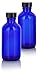 2 oz Cobalt Blue Glass Boston Round Bottle with Black Phenolic Cone Lined Caps (2 Pack)