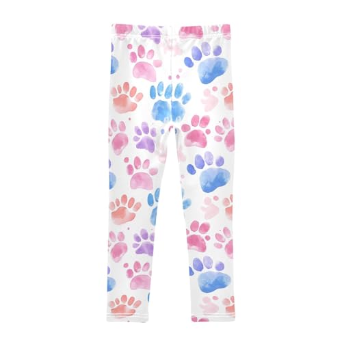 Watercolor Cat Dog Animal Paw Print Girls Casual Leggings for Kids Printed Long Pant Bottoms Stretch and Soft2