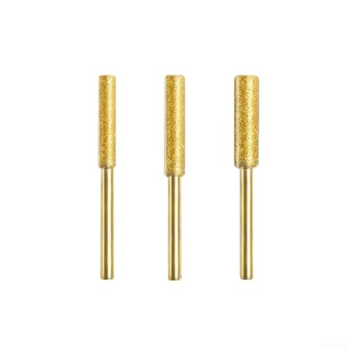 Juego de 3 sacapuntas cilíndricos de motosierra para amoladoras de cadena eléctricas, cabezales de molienda recubiertos de 4,0 mm, 4,8 mm, 5,5 mm, vástago de 3 mm, compatible (dorado 4-5,5 mm)
