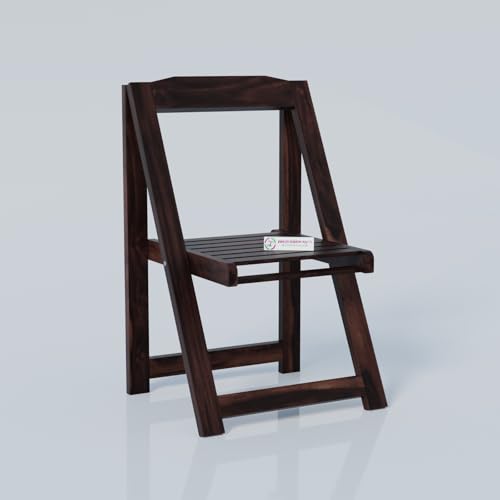 Image of Jangid Handicraft Sheesham Wood Folding Chair for Living Room | Wooden Contemporary Foldable Resting Comfort Adults Chair for Balcony & Hall | Rosewood, Walnut Finish