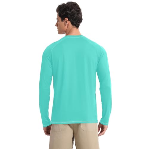 Turquoise Blue Men's UPF 50+ Comfortable Loose Men's Sun Protection Long Sleeve Water Fishing2
