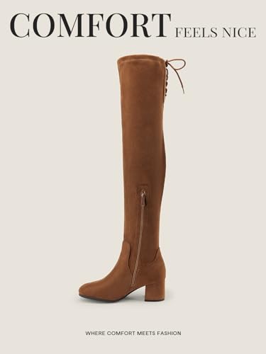 DREAM PAIRS Women's Over The Knee Thigh High Boots,Brown/Suede,9.5 - image 7