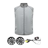 Harilla Chaleco de Refrigeración con Ventilador, Chaqueta de Refrigeración para Trabajo, Ropa para Correr, Acampar, Senderismo Al Aire Libre, gris, L