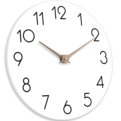 Cicininc 10-Inch White Wall Clock - Battery Operated, Silent Non-Ticking, Boho Modern Decorative Clock For Bathroom, Office, Bedroom, Home, And Kitchen(10") #TOP1
