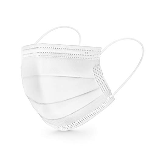Image of ASGARD Nonwoven Fabric Disposable Multilayer Protective Mask (White, Pack of 100) for Unisex