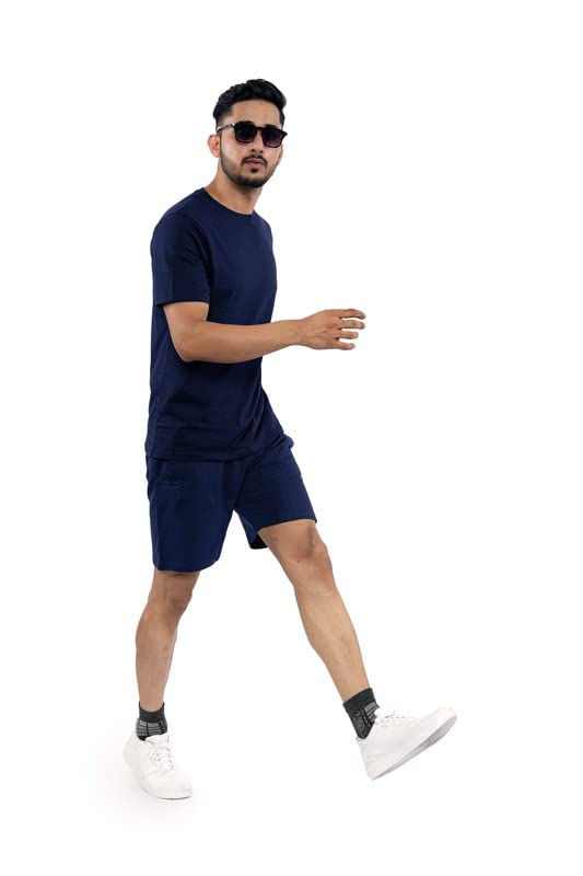 Image of EK RAG' Unisex Tie and dye & Solid Colours Half Sleeves Co - ords Set : Half Sleeve T-Shirt + Shorts Tie dye & Solid Colours For Men & Women