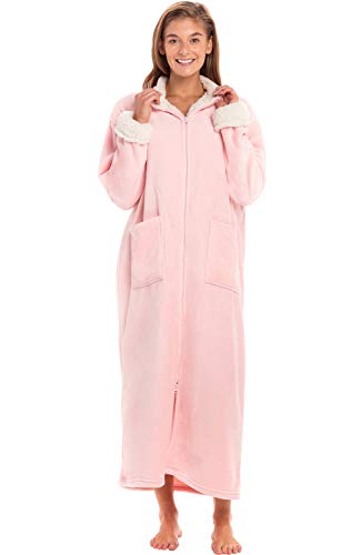 Image of Alexander Del Rossa Long Zip Up Robes, Plush Zipper Robes for Plus Size, Housecoats Zipper Front