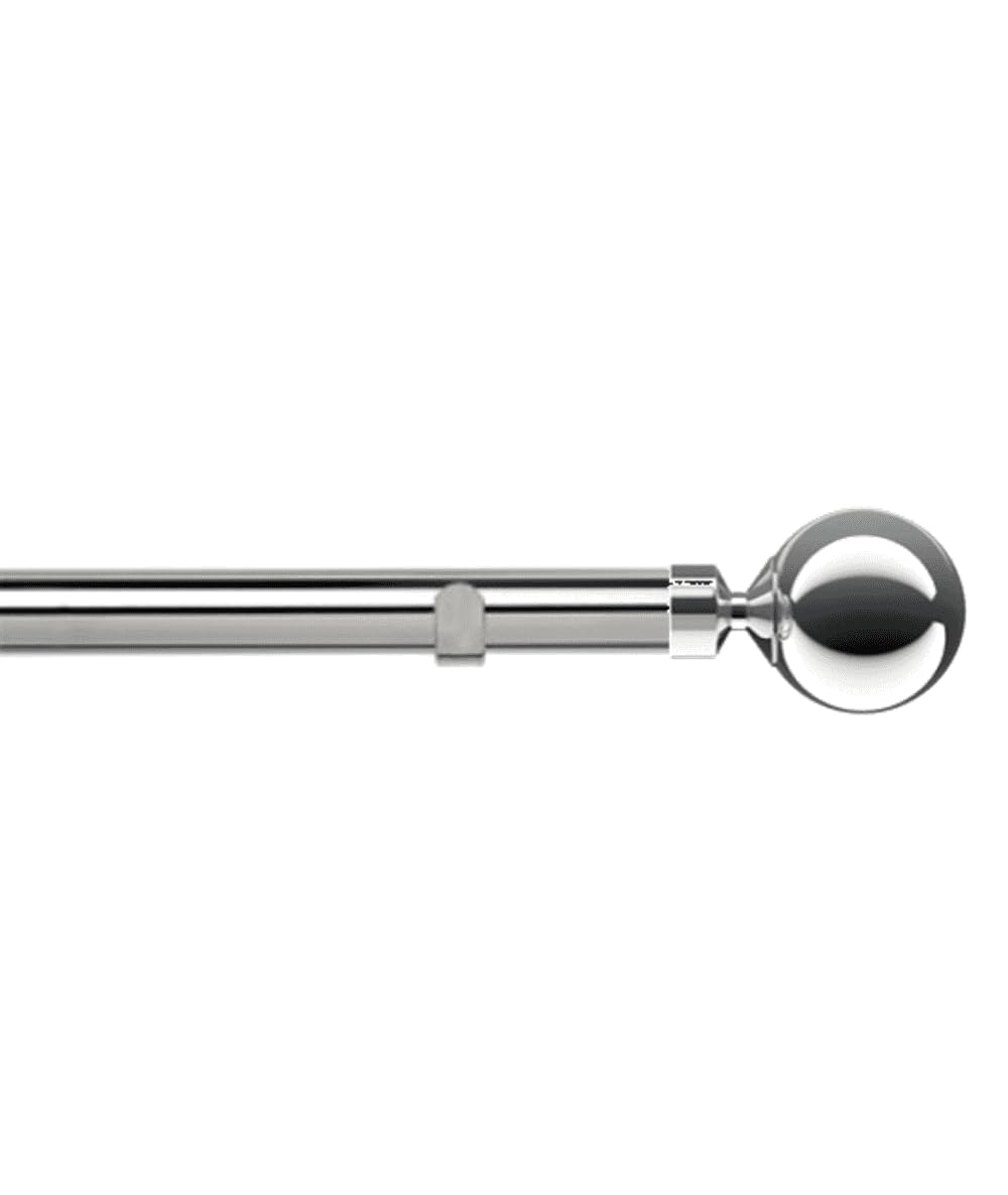New Edge Blinds Curtain Pole 180cm Metal Chrome Met Ball Finial
