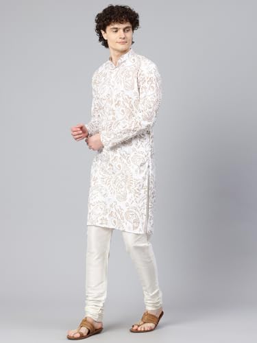 Image of Majestic Man Men's Cotton Regular Fit Ethnic Motifs Printed Long Kurta