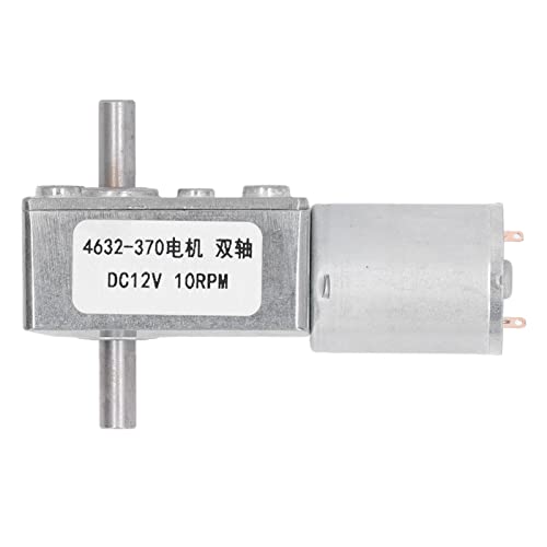 Turbo Geared Motor 2 Shaft, High Torsion Micro Gearbox DC12V, Electrical Tools with Aluminum Brass Housing, Short Output Shaft for Window Opener Door Opener Small Winch (10RPM)