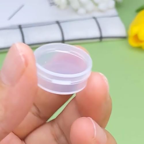Image of 0.034 oz Mini Clear Plastic Round Storage Jars for Beads (0.75 x 0.28 inch), Buttons, Small Jewelry Findings (24 Pack)