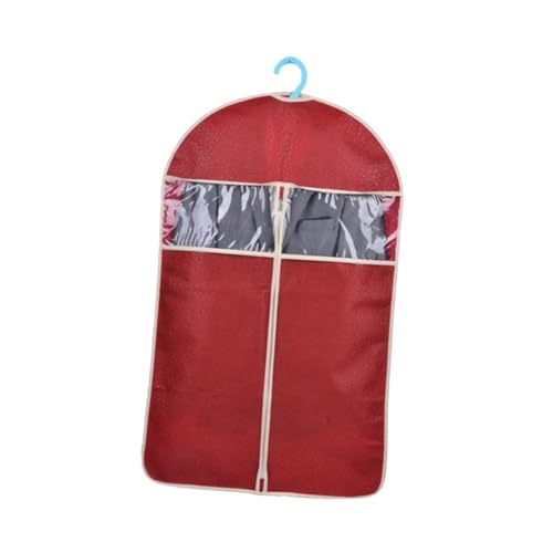 Happyyami High-End Dark Red Garment Cover Embossing Medium Size Clothes Storage Bag Protector for Suits and Jackets Easy to Hang for Closet Organization
