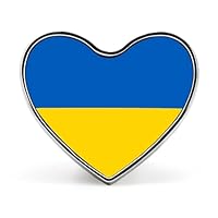 Flag of Ukraine Heart Shape Badge, Flag of Ukraine Heart Lapel Tie Pin Brooch Badge Cute Funny Love Shape Accessories (Silver)